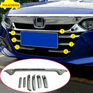 For Honda Accord 2018-2021 ABS Chrome Front Bumper Mesh Grill Grille Strip cover - Picture 1 of 6