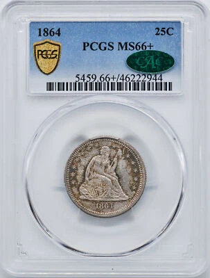 1864 LIBERTY SEATED 25C PCGS MS 66+ - Image 1 of 4