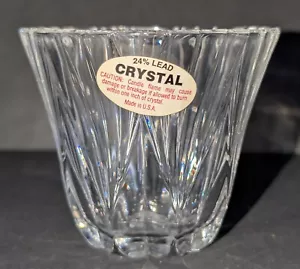 Crystal Glass Deep Cut Complex Floral-Esc Patterned Unmarked 3" tall - Picture 1 of 7