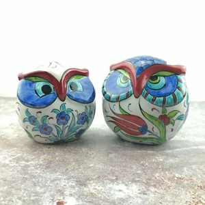 Statua gufo in ceramica dipinta a mano - ceramica turca fatta a mano - Foto 1 di 5
