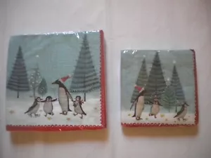 Servilletas de papel almuerzo o cóctel pingüinos de patinaje 20 ct 2 capas pingüino - Imagen 1 de 1
