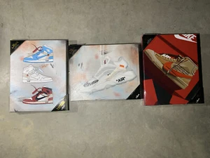 Nike Jordan Off-White Virgil Abloh × Oliver Set of 3 Gal Canvas Wall Art 14”x11” - Picture 1 of 4