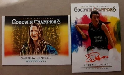 SABRINA IONESCU AUTO 2021 UD GOODWIN CHAMPIONS SPLASH Of COLOR RED INK SSP DUCKS - Image 1 of 4