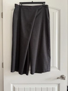 EILEEN FISHER WOOL SPANDEX FLANNEL TWILL WIDE LEG CRPOP PANTS SZ L/G - Picture 1 of 8