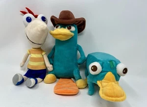 Disney Parks Phineas and Ferb Small Plush Toy Lot Phineas & 2 Perry the Platypus - Picture 1 of 6