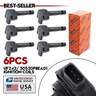 Paquete de 6 bobinas de encendido 30520P8EA01 para Honda Odyssey Acura 1999-2009 3,0/3,2/3,5 L Foto 1 de 4
