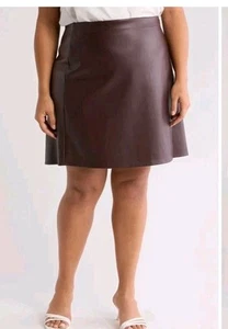 Max Studio Women's Faux Leather Wrap Wine  Mini Plus Size Skirt 2X NWT - Picture 1 of 3