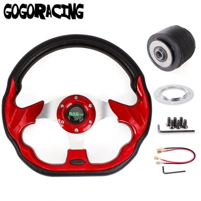 12.5" Red Racing Steering Wheel w/ Hub Adapter For Ford Mustang Non-GT 1984-2004 - Изображение 1 из 4