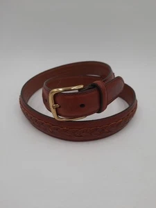 Herren Ledergürtel Größe 36 braun mit Overlay und Messingschnalle 1,25" - Bild 1 von 15