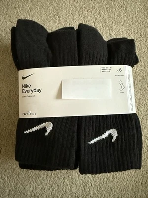 ¡NUEVO CON ETIQUETAS! Paquete de 6 calcetines acolchados Nike Everyday Dri-FIT negros talla M Foto 1 de 4