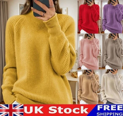 Women Jumper Tops Winter Warm Sweater Ladies Long Sleeve Chic Knitwear High Neck - Image 1 of 3