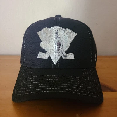 Sombrero Zephyr NHL Anaheim Mighty Ducks Platino Curvo Bill Ajuste Elástico Nuevo con Etiquetas, XL Foto 1 de 4