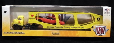 M2 Machines 1957 Dodge COE 1969 Plymouth Road Runner 440 6-Pack Car Auto-Haulers - Image 1 of 3