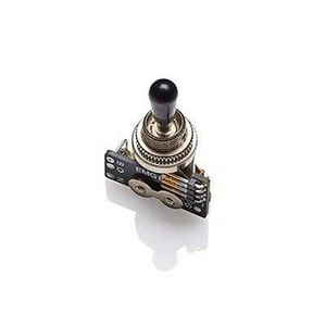 EMG 3Way Solderless CHROME GIBSON STYLE TOGGLE SWITCH B289 BLACK TIP ( SCRATCH ) - Picture 1 of 1