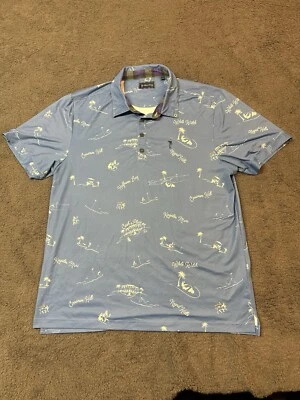 William Murray Golf Jamaican Me Drink Polo Blue & White Size large - Image 1 of 4