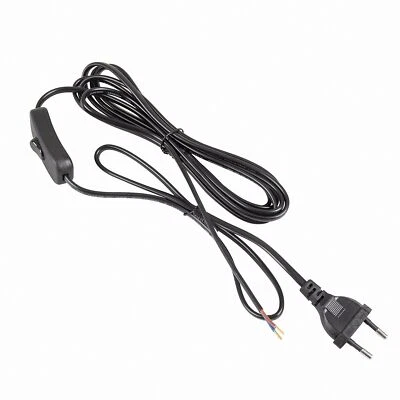 Netzkabel 3 m Eurostecker + Schalter 300 SW C7 schwarz offenes Ende - Bild 1 von 4