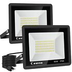 2 Pack 60W Plug in LED Flood Light Outdoor, 6000lm Super Bright Floodlight wi...