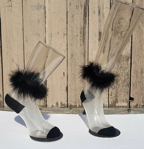 Womens Ankle Socks Mesh Sheer Faux Fur Feather Detail - Bild 1 von 2