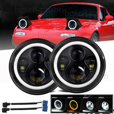 Para 90-97 Mazda Miata MX5 MX-5 H6024 2X Faros LED Completos Luces Halo Ojo de Ángel Foto 1 de 4