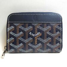 Goyard Martinon Coin Case Coin Purse PVC Leather Navy Yellow Coin Auth Used