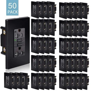 GFCI Outlet 20A LED Indicator TR Weather Resistant Receptacle Outdoor Black 50PK - Picture 1 of 12