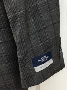 Costume 3 pièces homme Hart Schaffner Marx 40 L New York coupe laine grise plaid 795 $ - Photo 1/17