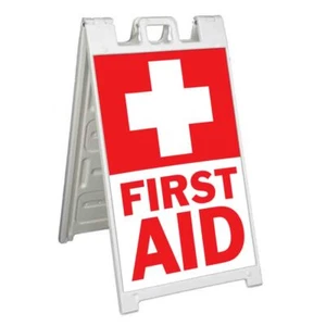 ERSTE HILFE Signicade 24x36 Rahmen Bürgersteig Schild Banner Aufkleber MEDIZIN - Bild 1 von 9