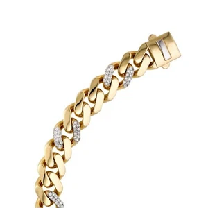 14k Yellow Gold 9.5mm Mens Lite Miami Cuban 18" Chain Necklace 1.2 ct Dia 27 gr - Picture 1 of 7