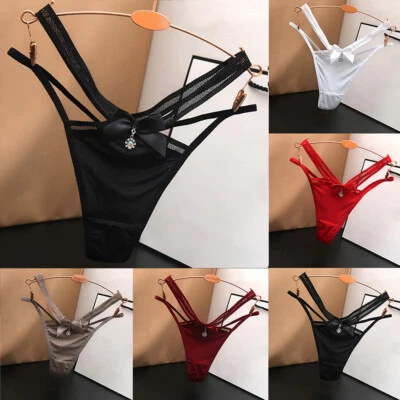 Frauen Damen Hohlhöschen Tangas Sexy Low Waist Bow Knot Unterwäsche D *? - Bild 1 von 4