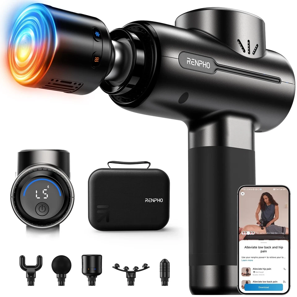 Pistola de Masaje RENPHO con Calor y Frío Muscular Masajeador de Tejido Profundo Vibrador Regalo Foto 1 de 4