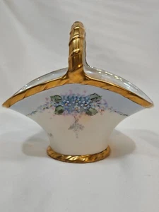 Antigua cesta de porcelana pintada a mano vintage Victoria Austria azul floral - Imagen 1 de 16