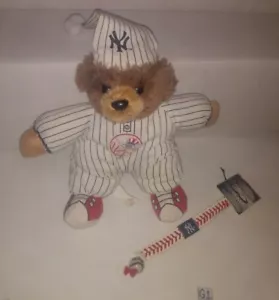 New York Yankees Nadelstreifen Bär & Baseball Naht Echtleder Armband - Bild 1 von 3