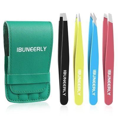 Paquete de 4 pinzas para cejas de acero inoxidable para hombres y mujeres - Image 1 of 4