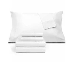 Fairfield Square Collection Brookline 1400 TC 6 Stück Bettwäsche Set - King White - Bild 1 von 8