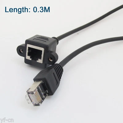 50pcs 30cm/1ft 8P8C RJ45 Male to Female M/F Network Extension Cable Screw Lock - Image 1 of 4