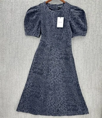 En Saison Harlow Midi Dress Size S Black Animal Print Acid Wash Denim NWT - Image 1 of 4