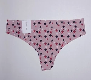CALVIN KLEIN INVISIBLES THONG PANTIES PINK STARS POLKA DOTS XS EXTRA SMALL - Picture 1 of 2