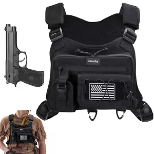 Tactical Combat Chest Rig Bag Front Pouch Recon Kit Pack Gilet Protettivo Sportivo - Foto 1 di 12