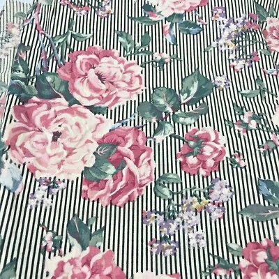 Marcus Brothers Textiles Rosas y Negro Blanco Tela Rayas Núcleo de Casa 4 Yardas Foto 1 de 4