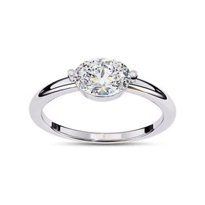 6/7 Ct Oval Diamond Solitaire Engagement Wedding Ring 14K White Gold Lab Grown - Picture 1 of 6