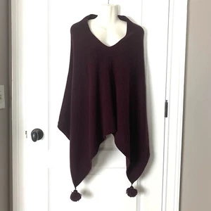 Poncho maglione lana cashmere Ann Taylor bordeaux morbido taglia unica maglia pull over - Foto 1 di 6