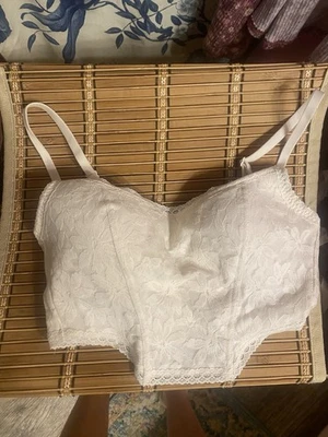 粉色白色蕾丝紧身胸衣 轻薄衬里 Bralette XS  — 第 1/4 张图片