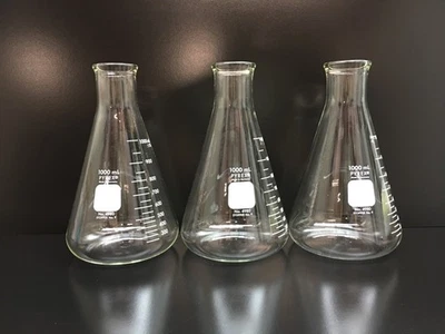 Corning Cat No 4980 PYREX Narrow Mouth Erlenmeyer Flask 1000mL Lot 3 PCS - Image 1 of 4
