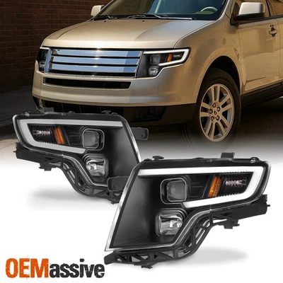 For Ford Edge 2007-2010 LED Light Bar DRL Projector Headlights - Black Housing - Image 1 of 4