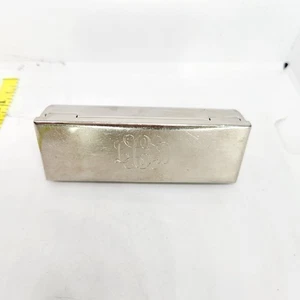Vtg Retro Silver Tone Victorian Style Monogrammed LCD ?Lipstick Case W/ Mirror - Picture 1 of 6