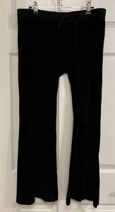 Vintage Y2K Juicy Couture Velour Track Pants Black Flare Flap Pockets - Picture 1 of 4