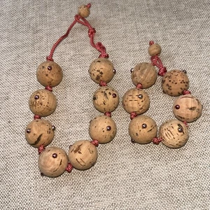 RARE - 1950's - SWIM WEAR - Natural Cork Ball NECKLACE BRACELET SET (RED) - Picture 1 of 3