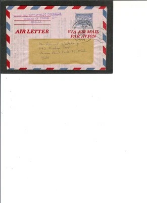 PHILIPPINES AIR LETTER 20 cents Blue Pre Stamped Aerogramme 9-8-1950 Manila - Image 1 of 2