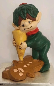 Keramik Weihnachtselfe Glasur Lebkuchenmann Plätzchen Figur handbemalt Pixie  - Bild 1 von 24