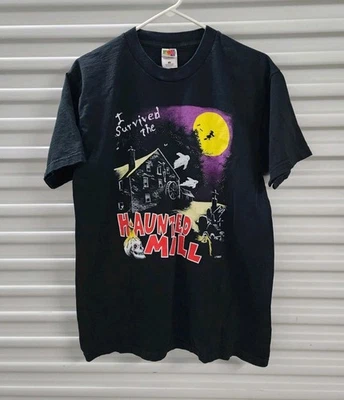 Camiseta Negra De Colección Halloween Sobrevivió El Molino Embrujado L  Foto 1 de 4